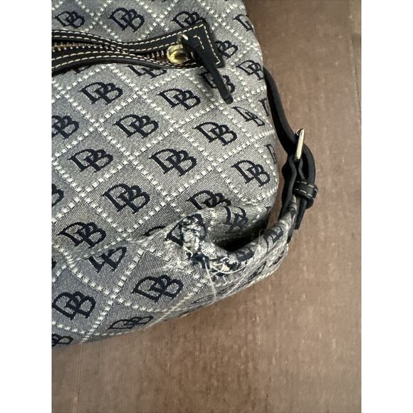 Dooney & Bourke Black Leather Gray Monogram Jacquard Should Bag Handbag - Picture 5 of 7